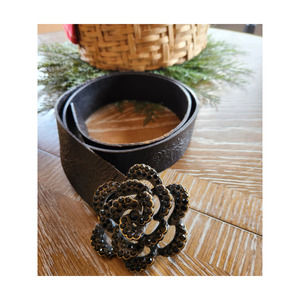 Fossil Genuine Leather Black Belt with Flower detail Medium